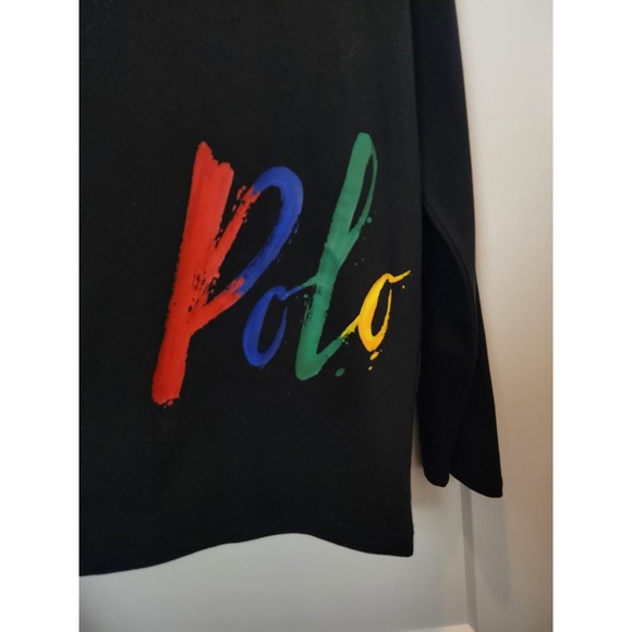 Polo Ralph Lauren XL Long Sleeve Pajama Lounge Shirt Black Logo Paint Splatter - Picture 4 of 10